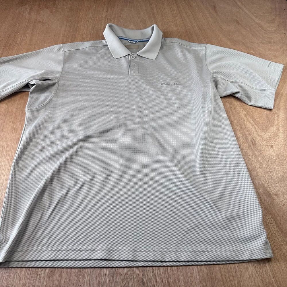 Mens Columbia Omni Shade Polo XL Beige/Tan Performance Golf Shirt